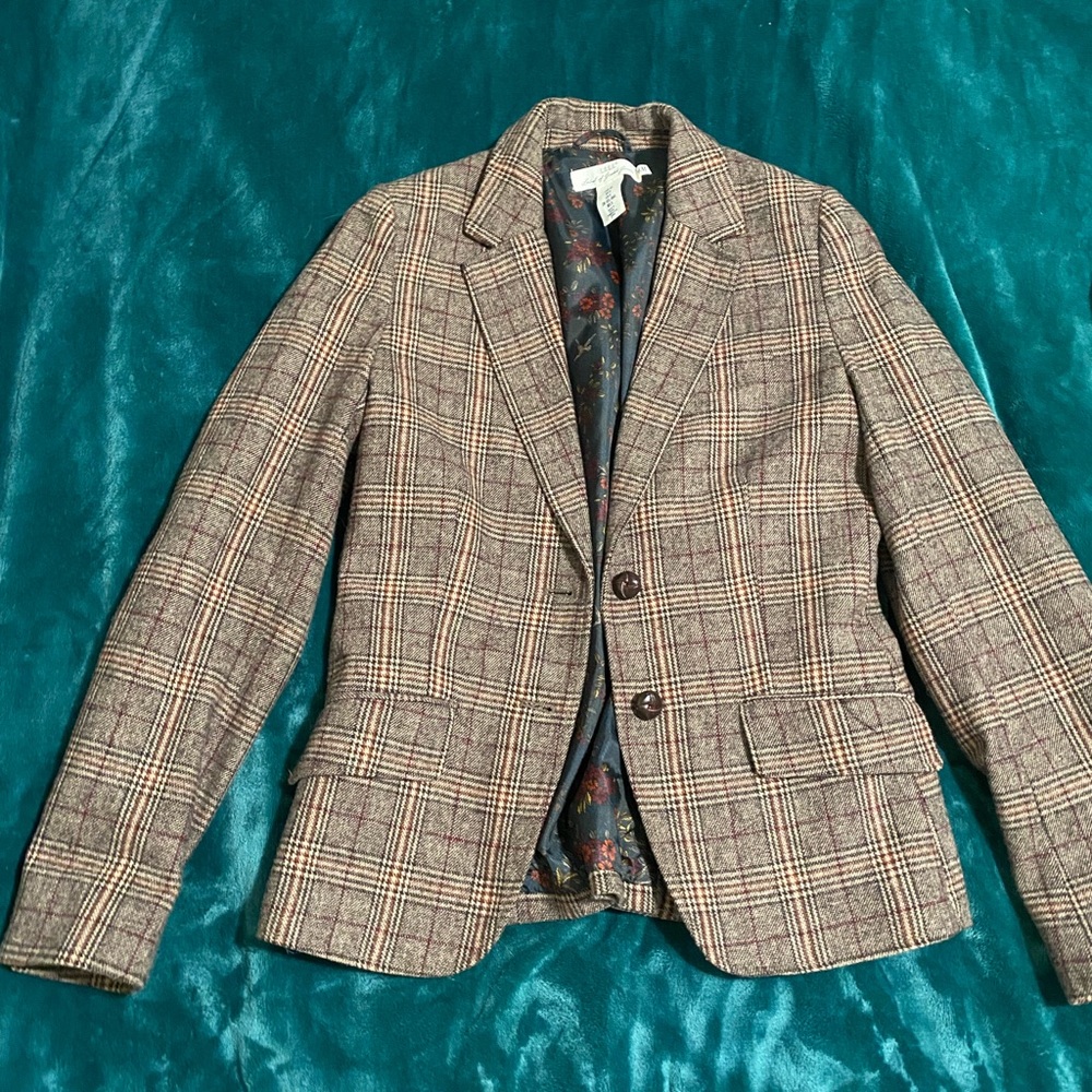 Brown plaid H&M blazer